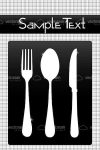 White on Black Cutlery Set with Sample Text